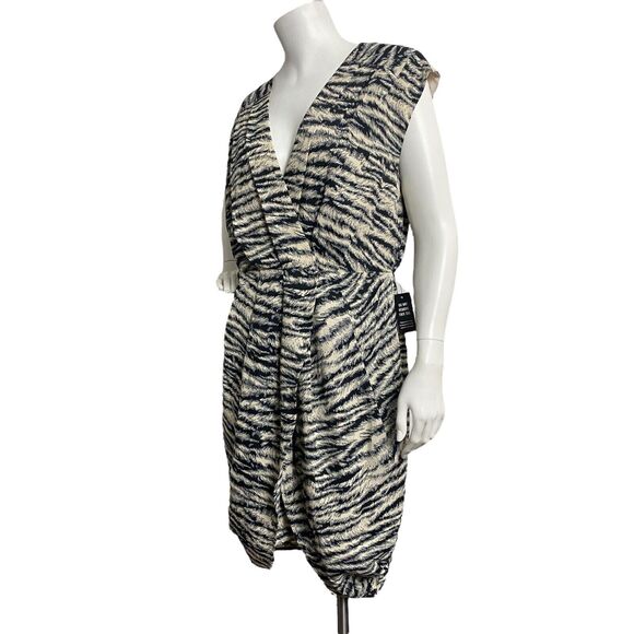 Express Women's Medium Short Sleeve Plunge V-Neck Zebra Print Faux Wrap Dress - Picture 4 of 9